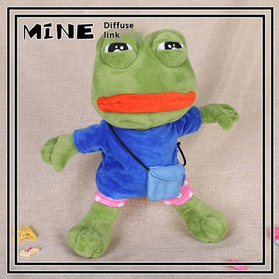 Original New Sad Frog Doll Plush Toy Juvenile Version Shoulder Bag Pepe Funny Green Frog Big Mouth Smiling Frog Boys Gifts - Korvel