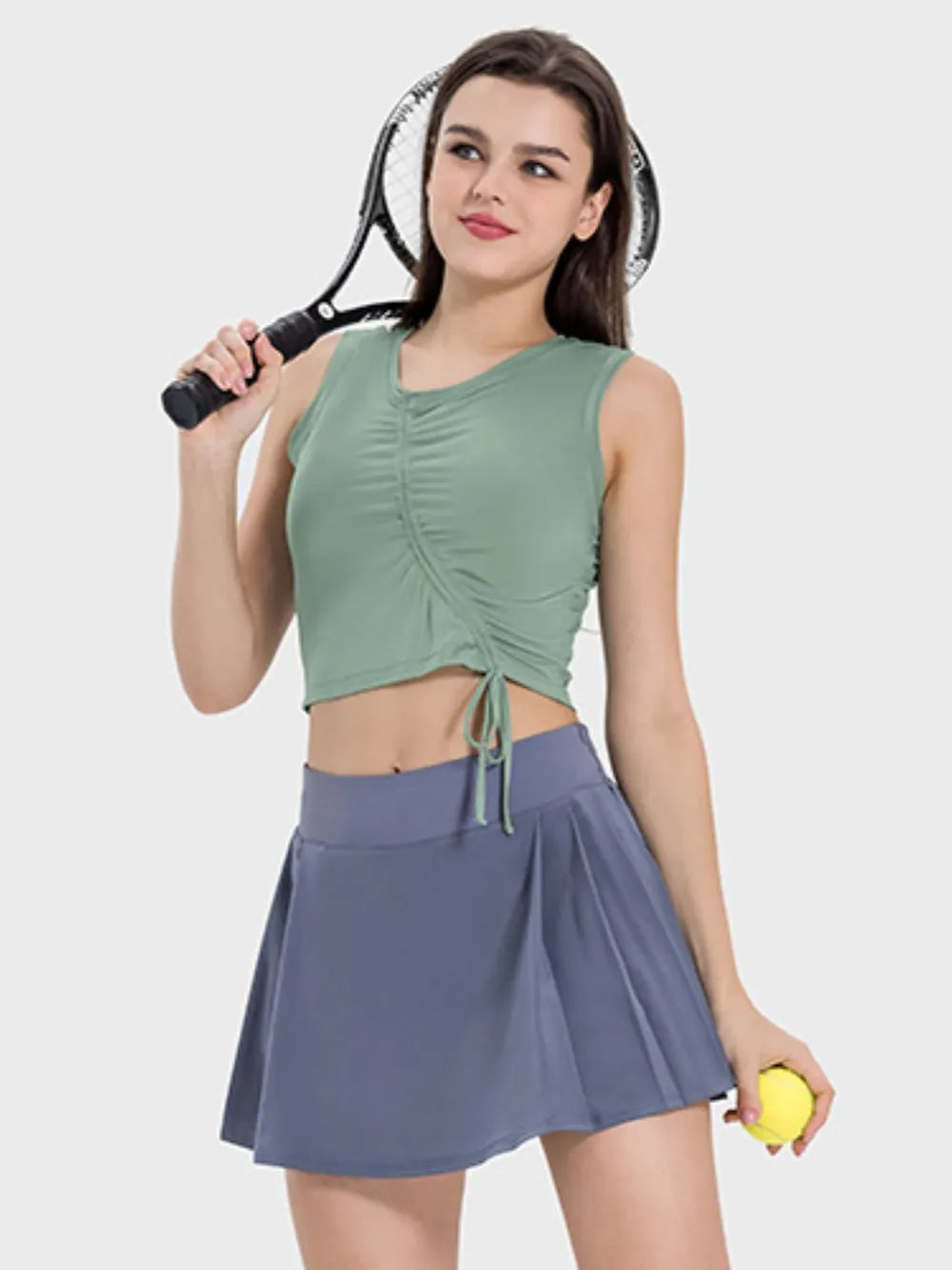 Top Activo de Tirantes Anchos con Fruncido y Cuerda