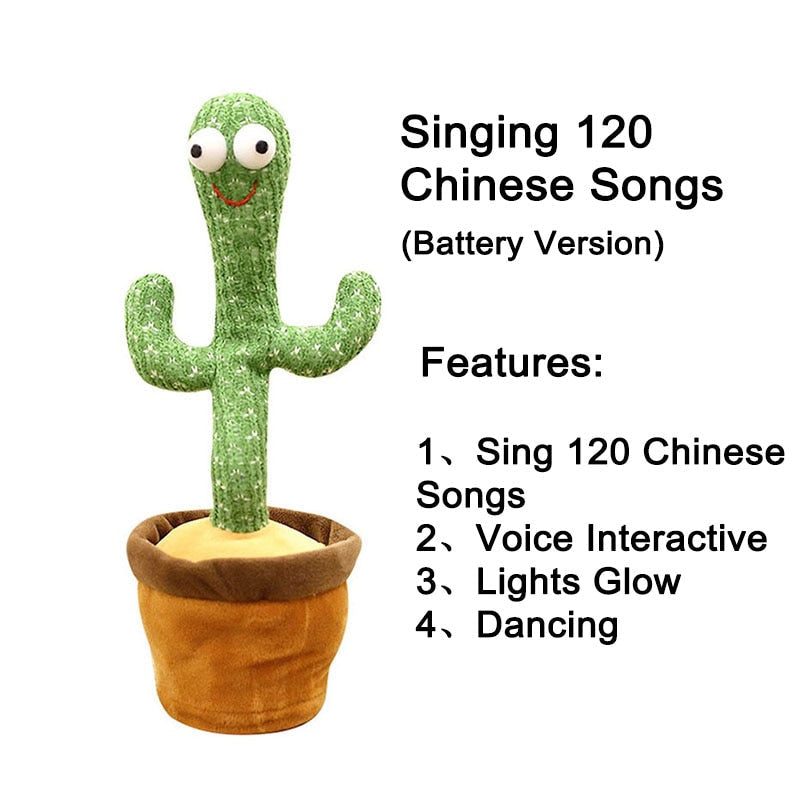 Juguete de Peluche Cactus Bailarín - Muñeco Interactivo que Canta y Baila