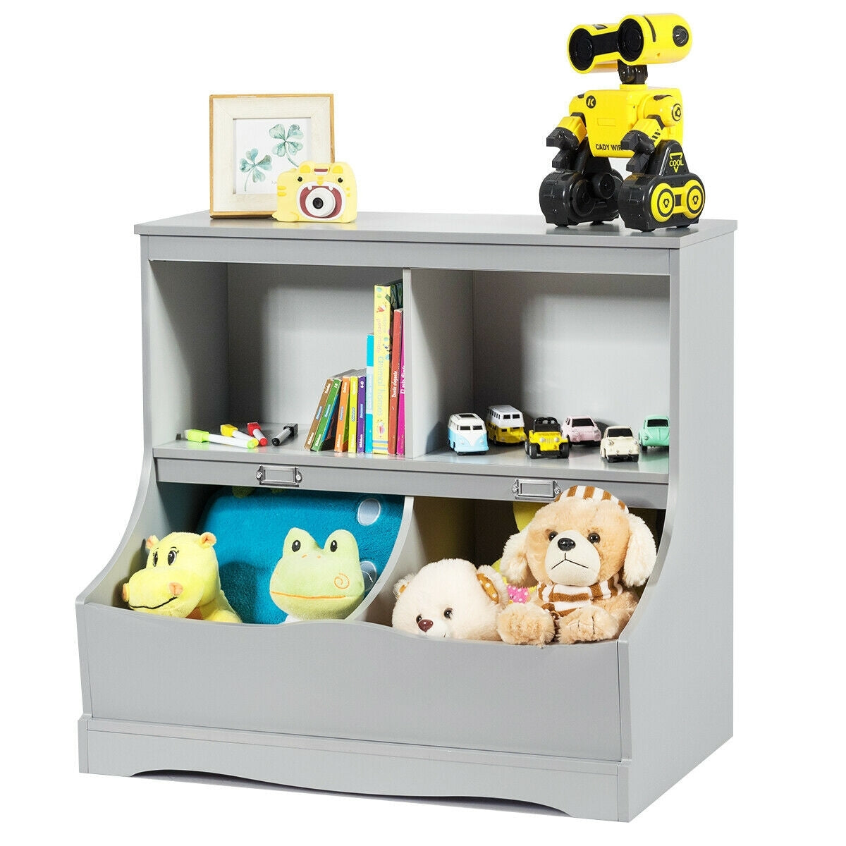 Armario de Piso Multifuncional para Niños - Gris
