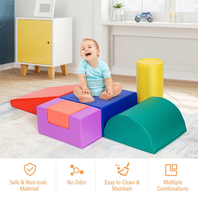 6-Piece Climb Crawl Play Set for Toddlers - Red