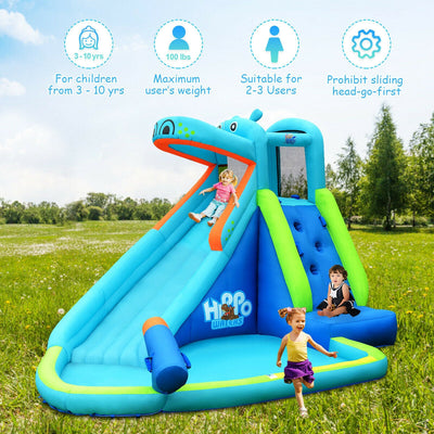 Castillo Inflable de Agua Hipopótamo con Soplador