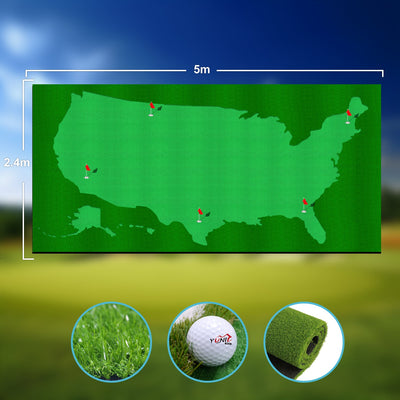 Premium 8ft x 16ft Golf Putting Green - US Map Design - Korvel