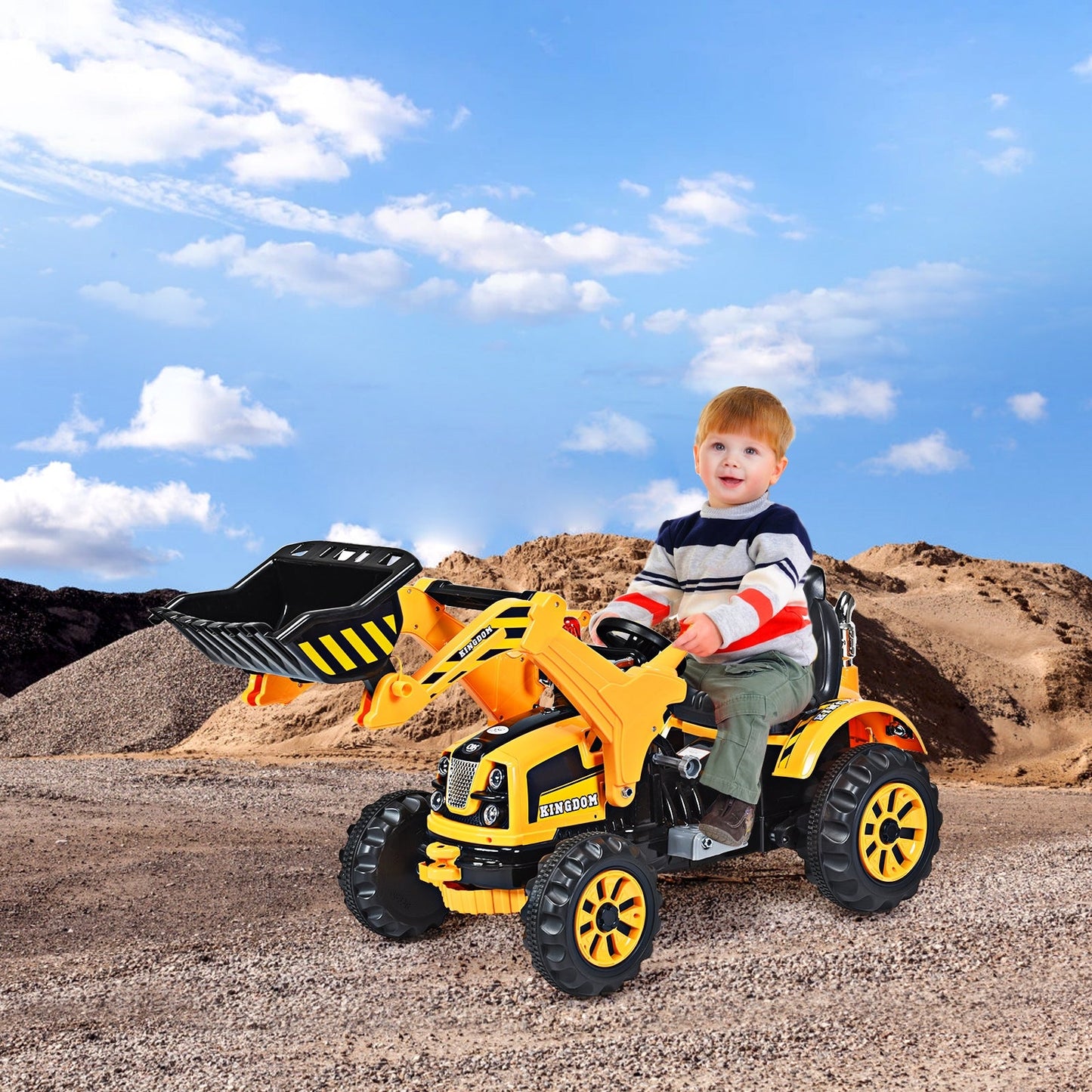 12V Battery Powered Kids Ride-On Dumper Truck - Yellow