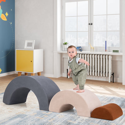 3 Piece Soft Play Equipment Set for Toddlers - Grey