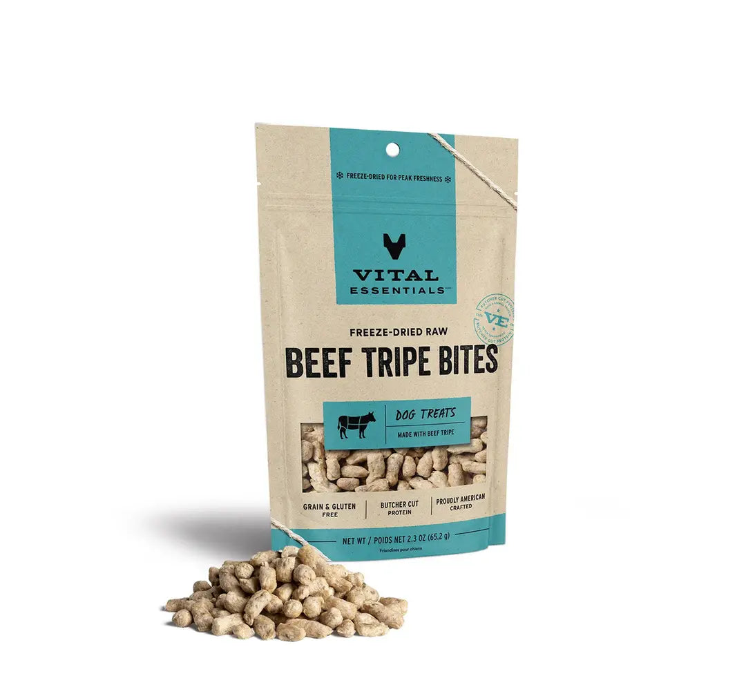 Vital Essentials Bouchées de Tripes de Bœuf Déshydratées - 2,3 oz