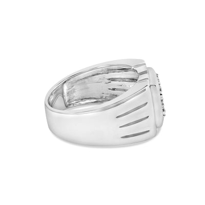 .925 Sterling Silver Diamond Accent Ridged Band Ring - Size 10
