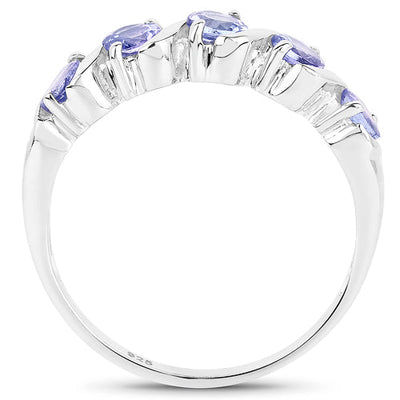 Anillo de Compromiso de Plata Esterlina con Tanzanita Genuina de 1.15 Quilates