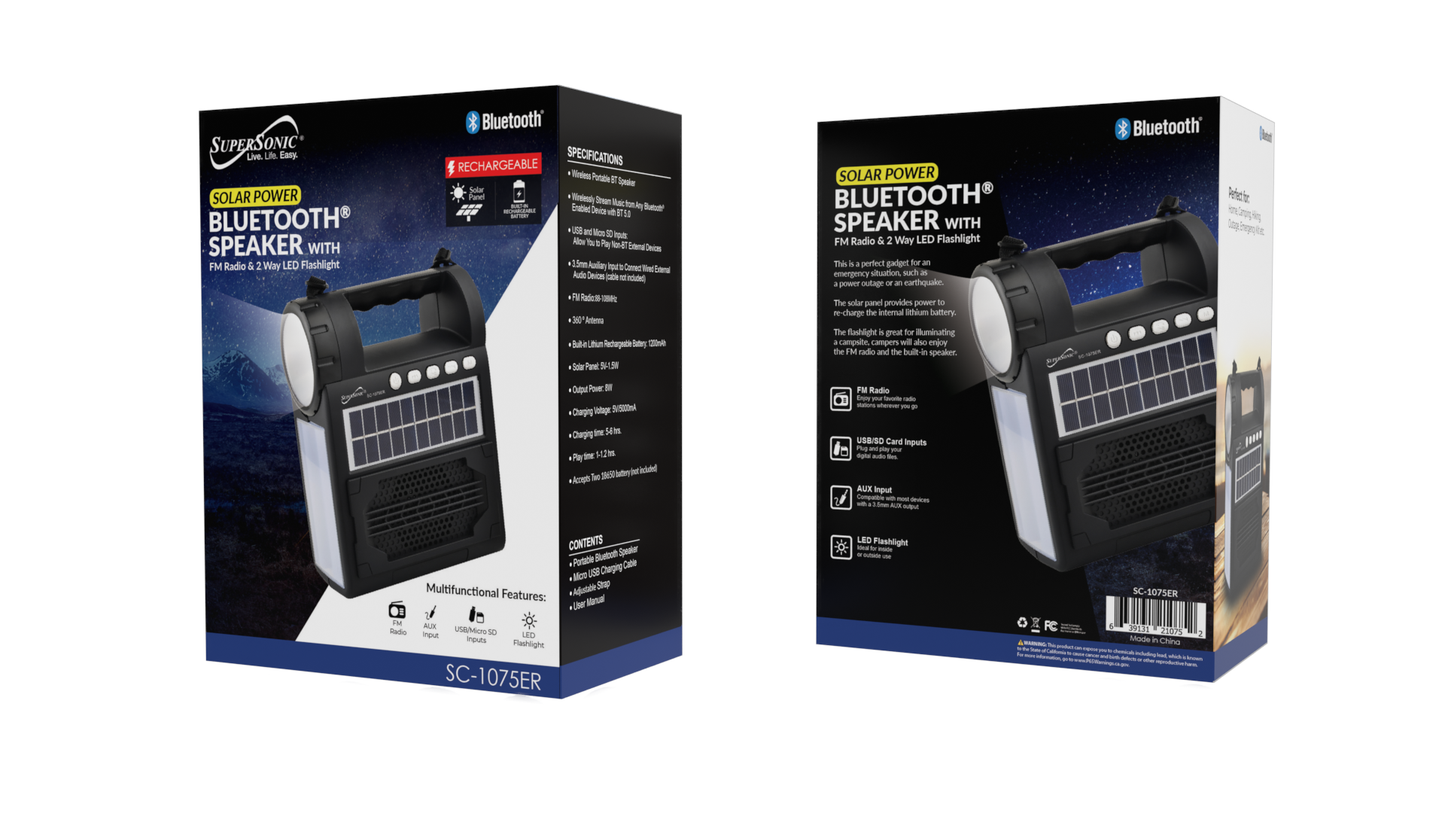 Haut-parleur solaire Supersonic avec radio FM et lanterne