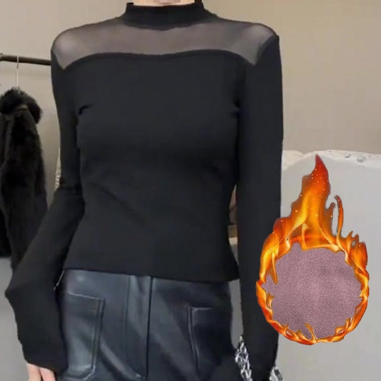 Ropa interior térmica elegante para mujer con cuello de tortuga