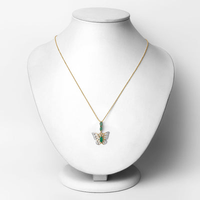0.72 Carat Genuine Emerald & White Zircon Pendant in Sterling Silver