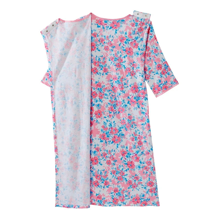 Camisón de Mujer con Espalda Abierta – Estampado de Flores de Cerezo, Talla Mediana
