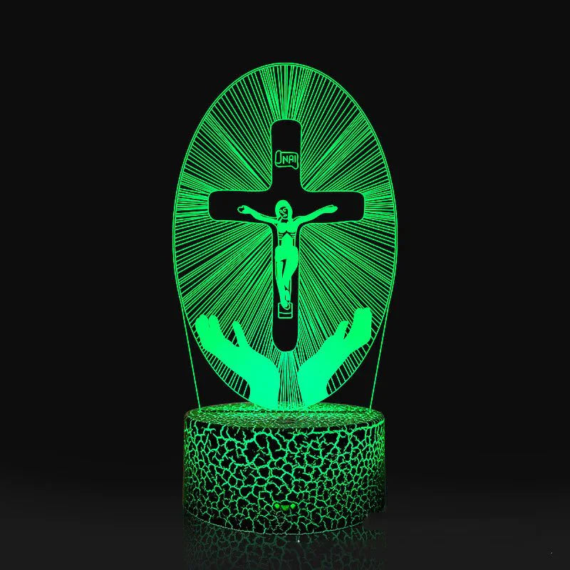 Luz Nocturna de Acrílico 3D en Forma de Cruz de Jesús