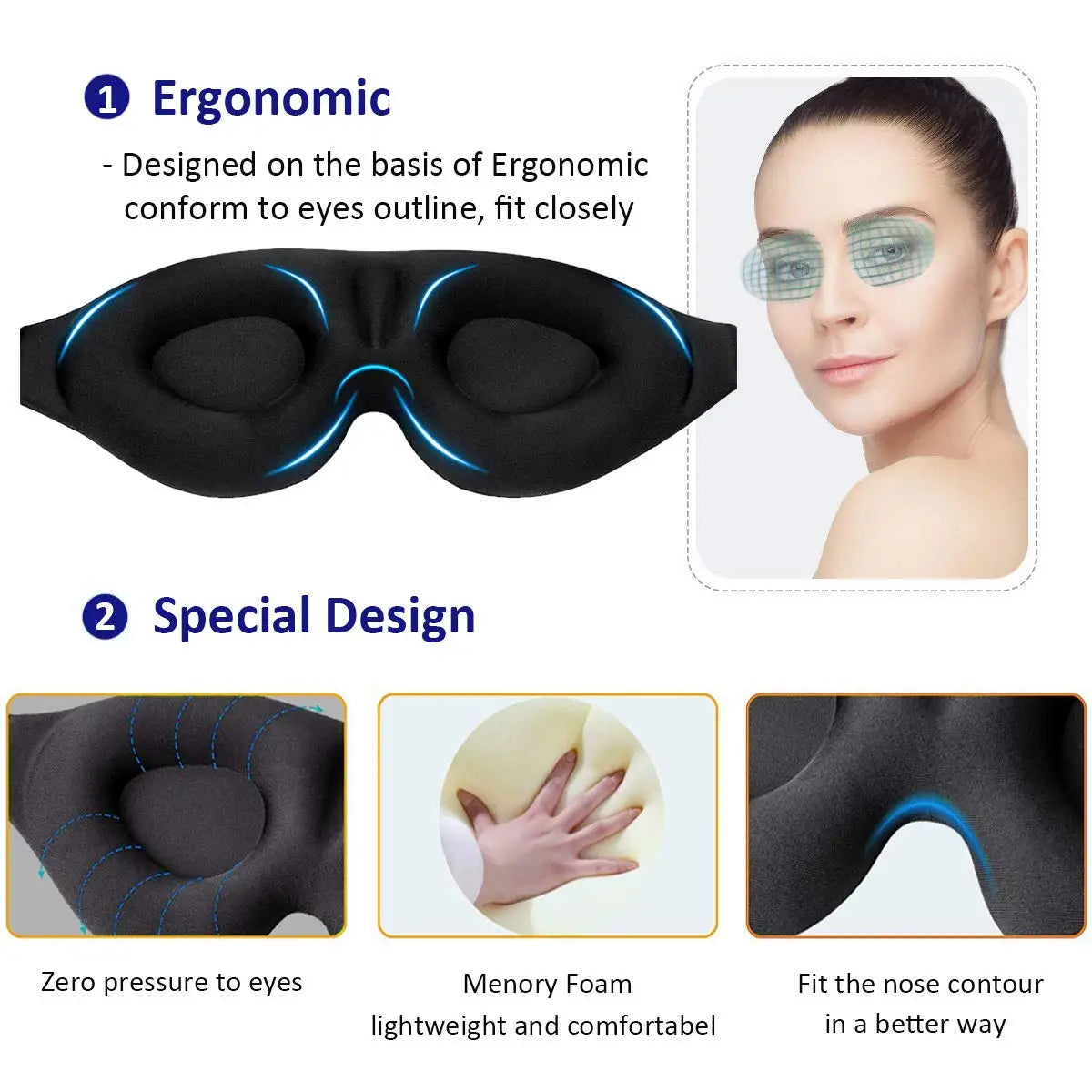 3D Contoured Eye Mask for Sleeping - Korvel