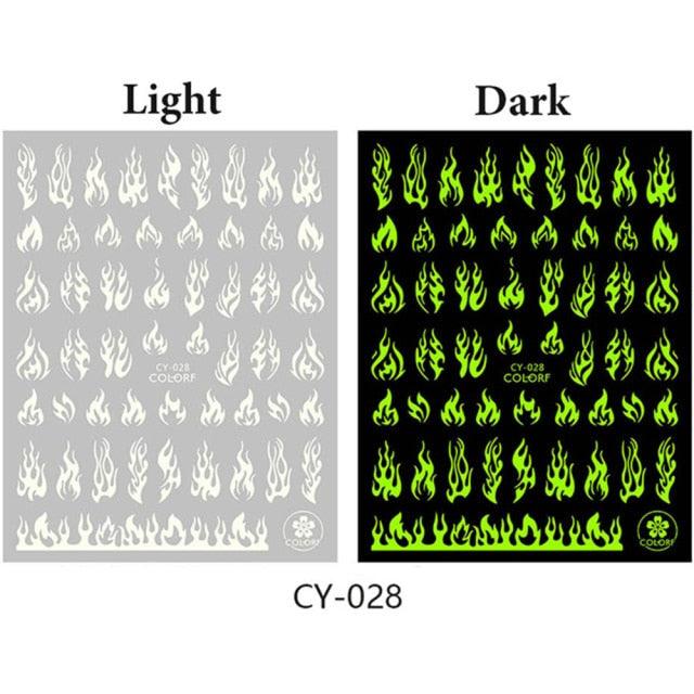 3D Nail Art Stickers - Glow in the Dark Butterfly & Star Designs