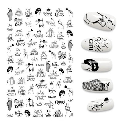 3D Nail Art Stickers - Leaves, Butterflies & Hearts Design