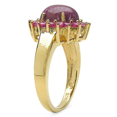 14K Yellow Gold Plated 5.07 Carat Ruby Sterling Silver Ring