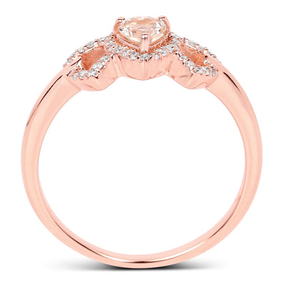 0.37 Carat Morganite and Diamond 14K Rose Gold Engagement Ring