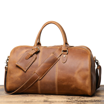 Retro Men's Genuine Leather Travel Duffel Bag