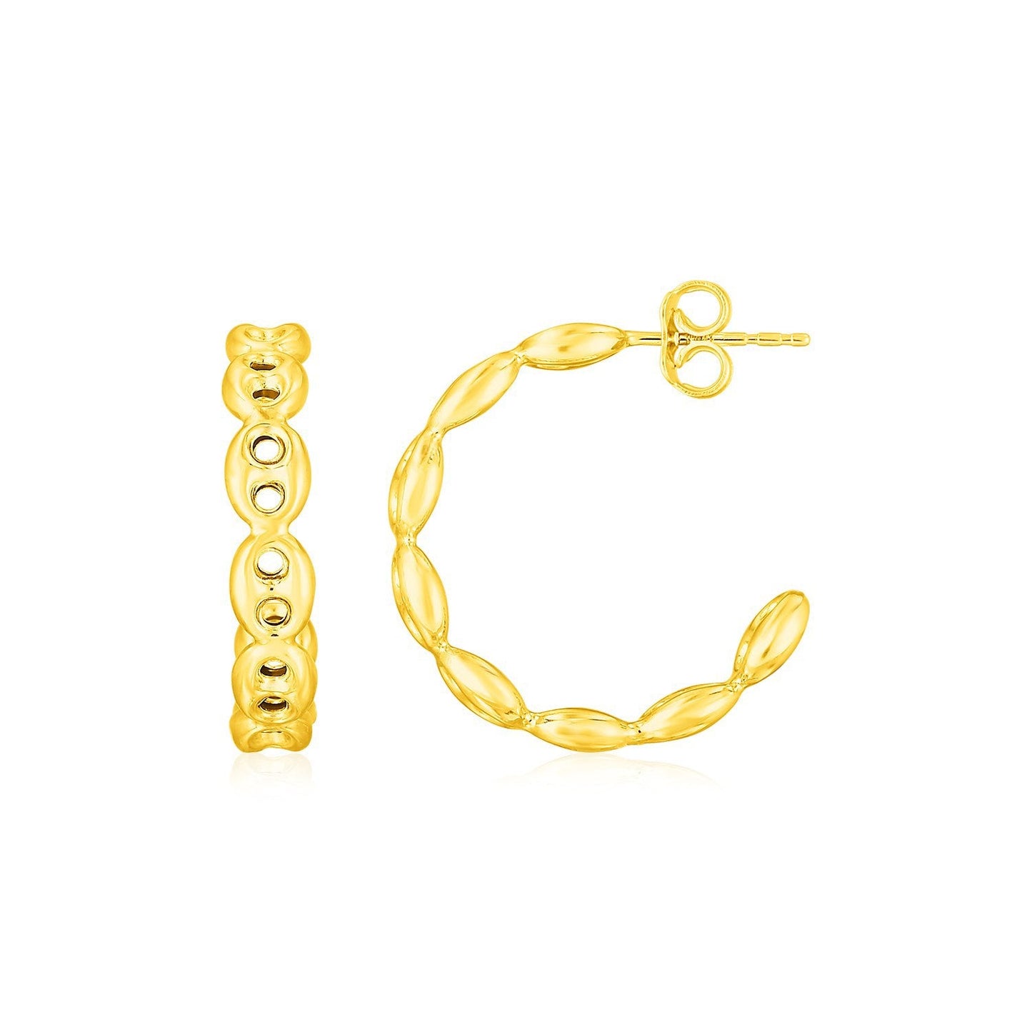 Pendientes de cadena marineros de aro de oro amarillo de 14K