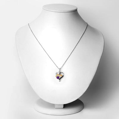 0.48 Carat Genuine Amethyst and Black Spinel Pendant in Sterling Silver