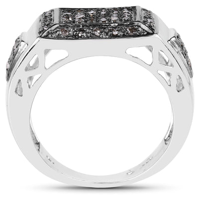 0.52 Carat Genuine Champagne Diamond Sterling Silver Ring