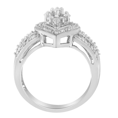 10K White Gold Round Cut Diamond Teardrop Ring - Size 6-1/2