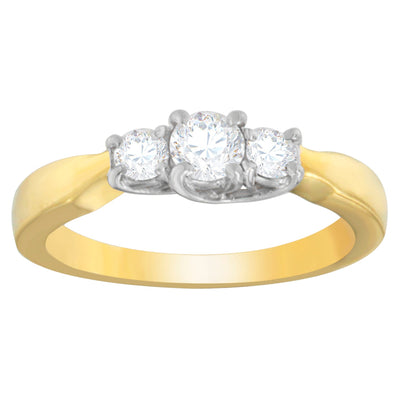 Bague de fiançailles en diamant taille ronde en or bicolore 14K
