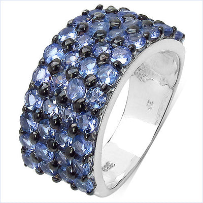 3.08 Carat Genuine Tanzanite Sterling Silver Engagement Ring