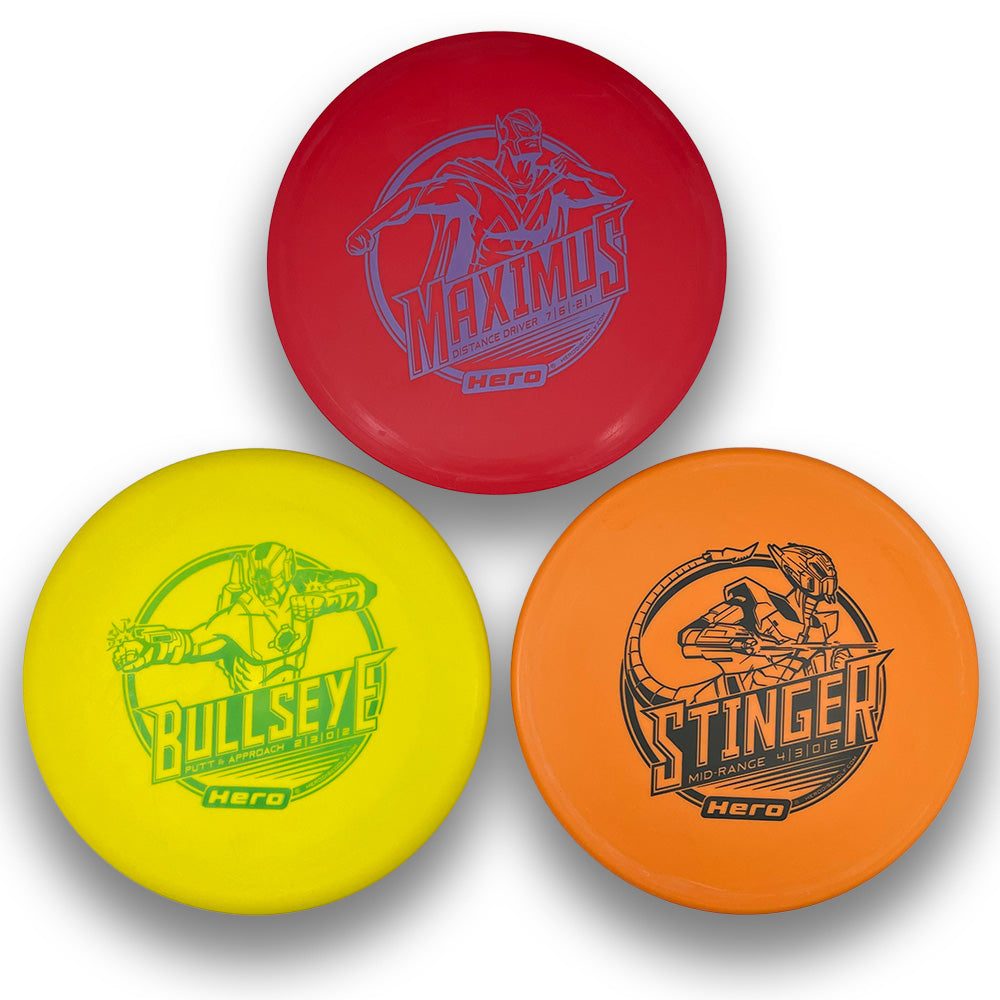 Ensemble de départ de disc golf Hero - 3 disques essentiels