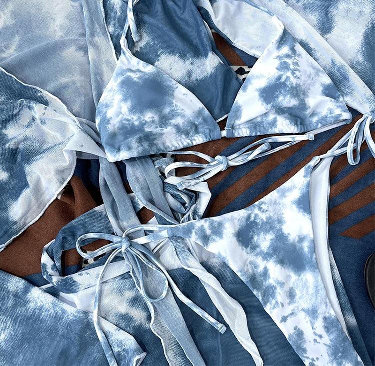 Ensemble de bikini tie-dye 4 pièces pour femmes