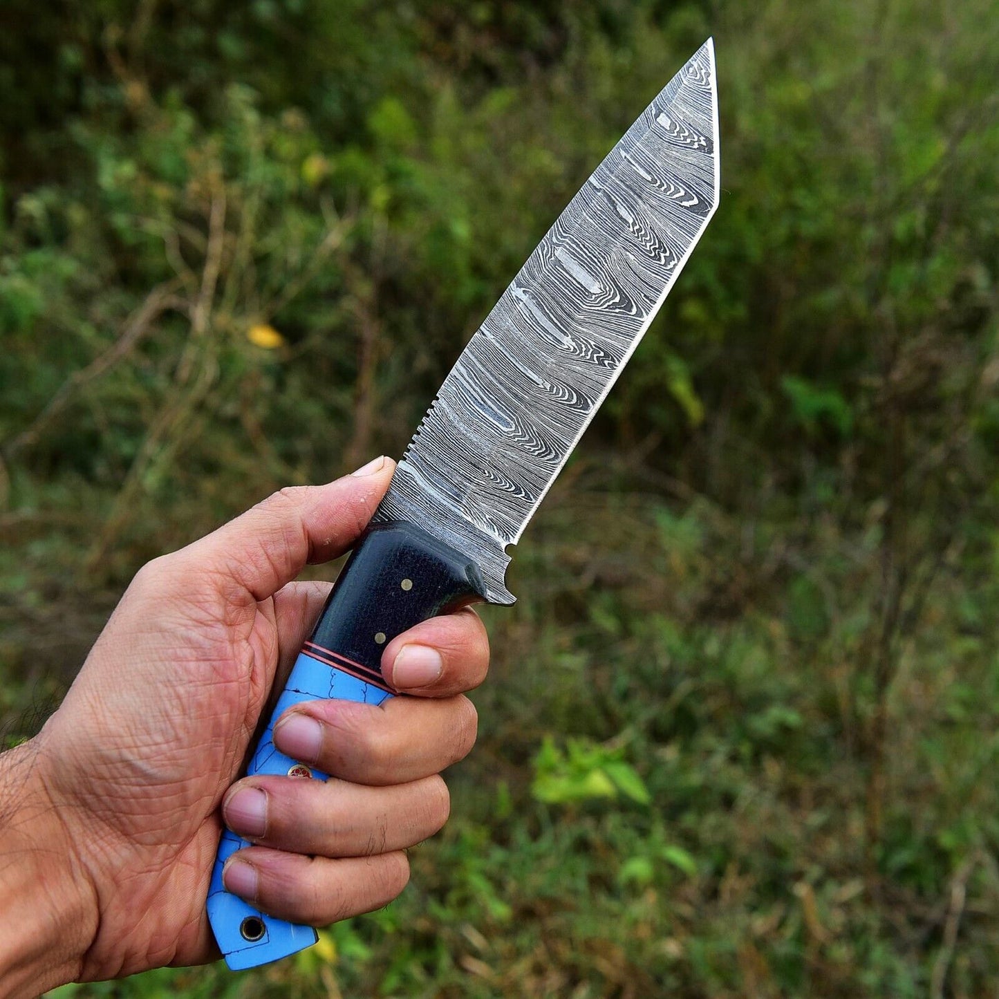 Premium Custom Damascus Steel Skinning Knife - 4.5" Blade with Ergonomic Resin Handle - Korvel
