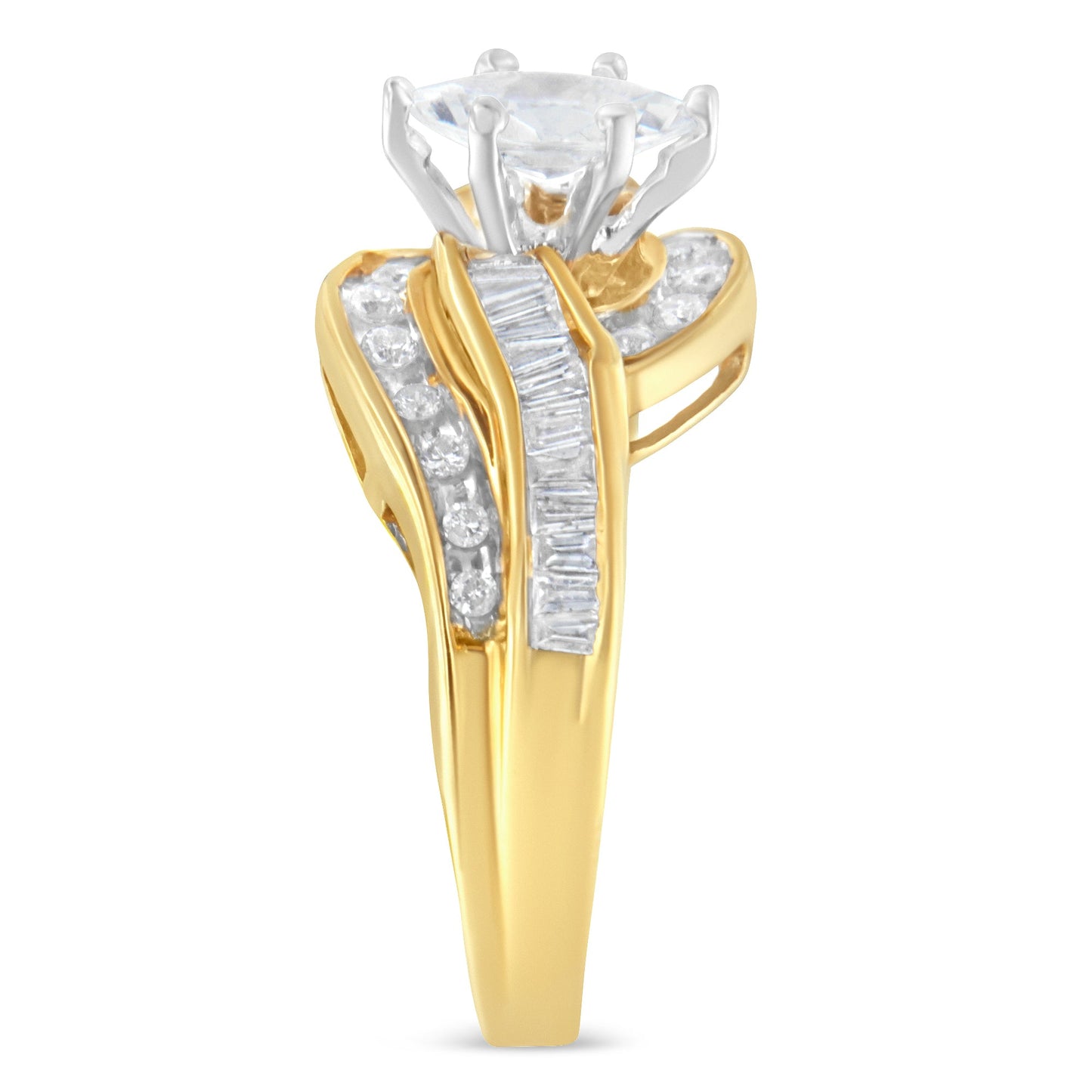 Bague de fiançailles en diamant à contour en or bicolore 14KT