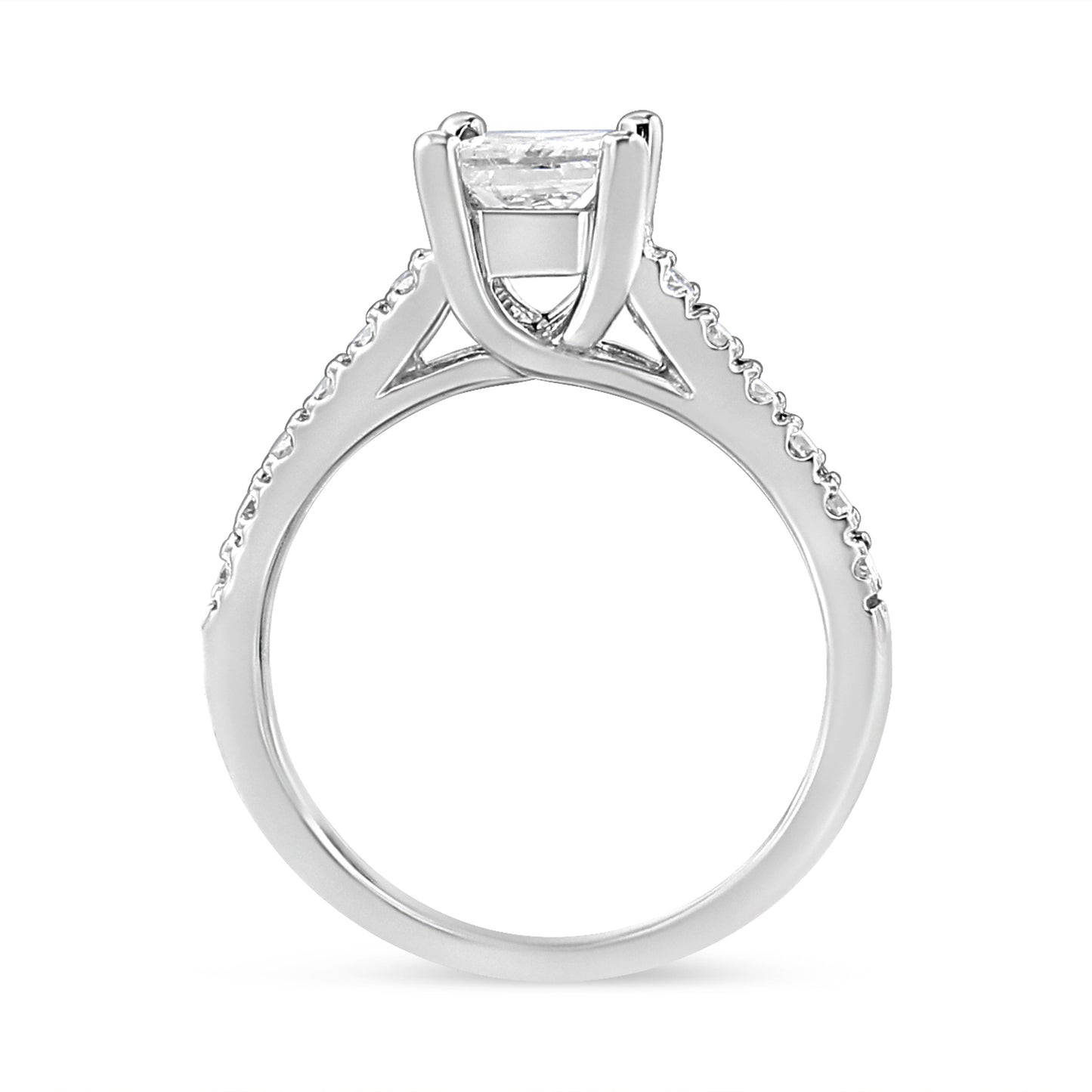 Anillo de Compromiso de Diamante Princesa de Oro Blanco de 14K - 1 1/5 Cttw