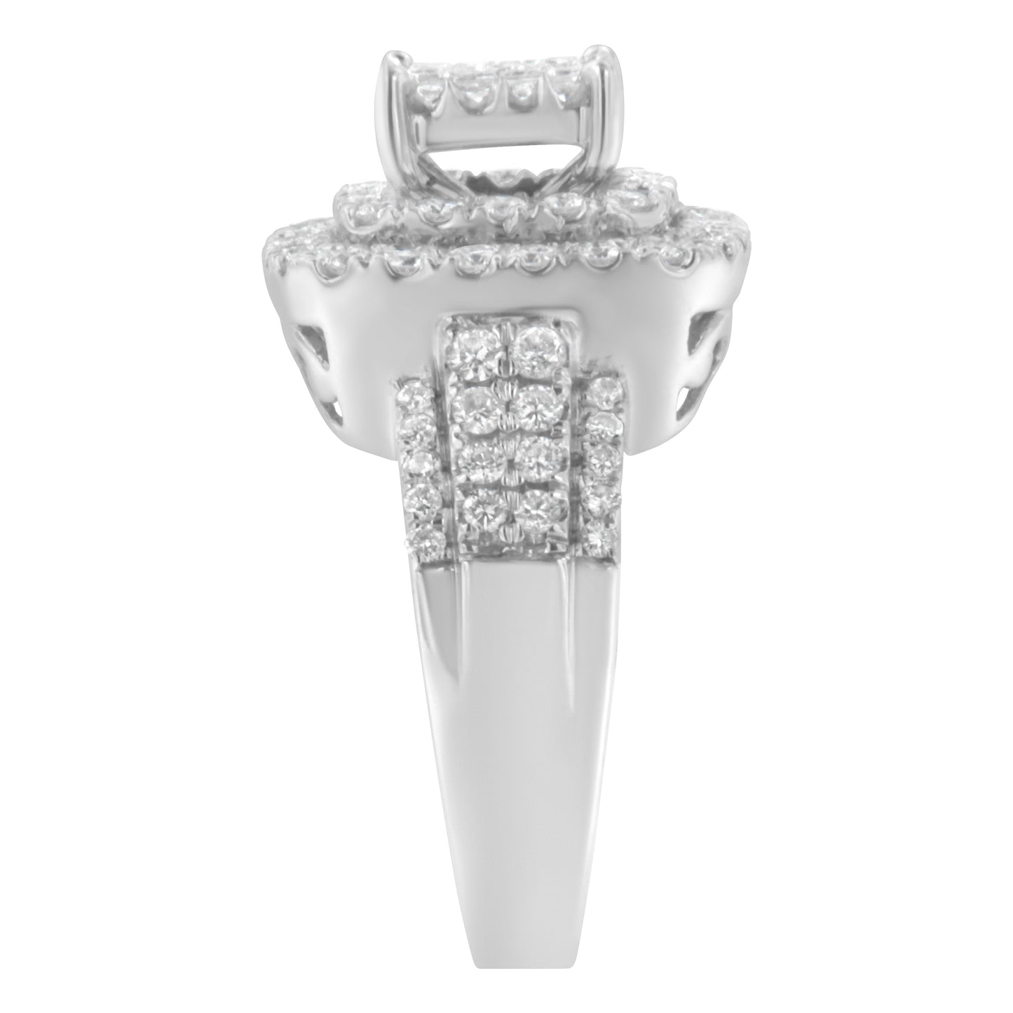 14KT White Gold Diamond Cocktail Ring - 1 1/2 cttw