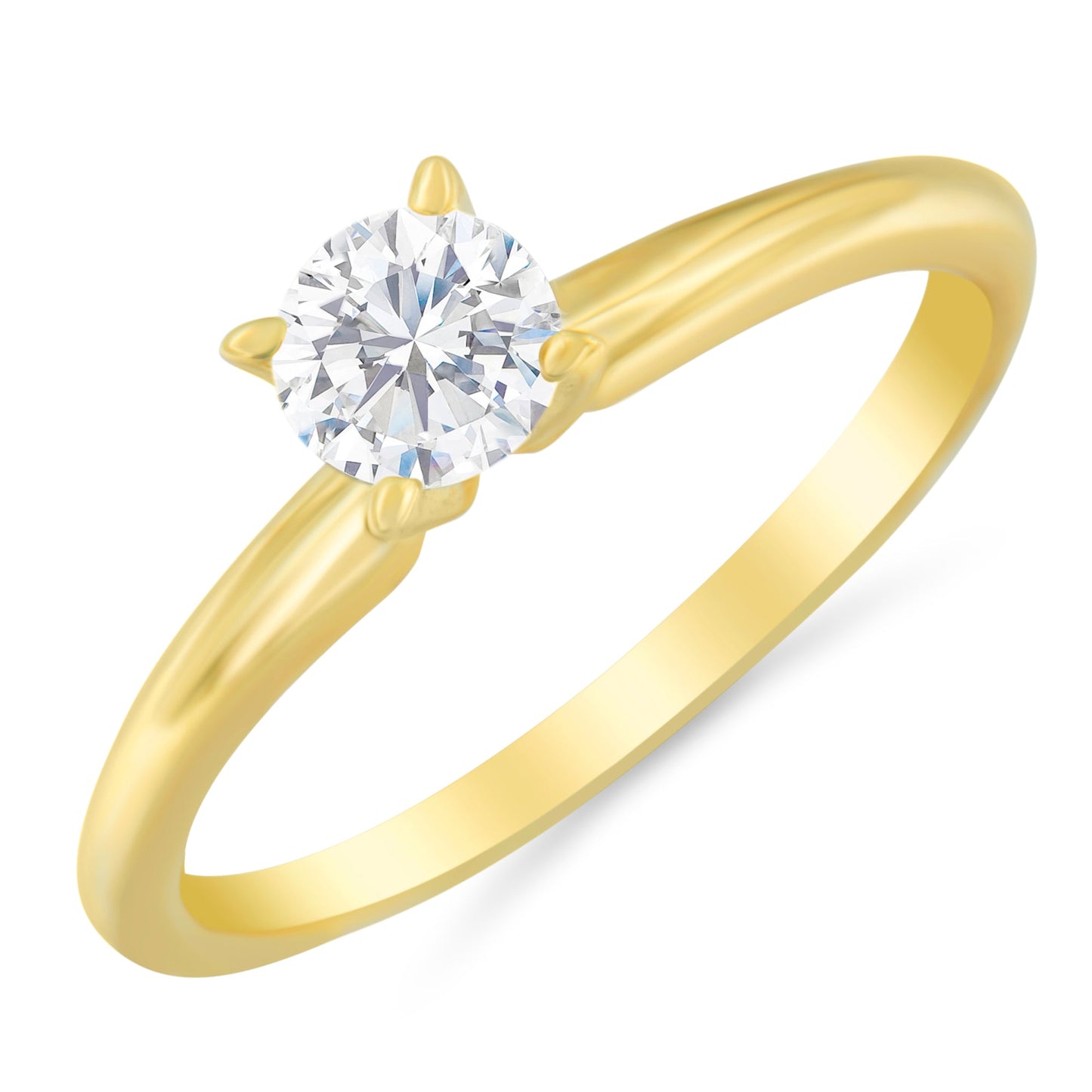 GIA Certified 14K Yellow Gold 1/2 Cttw Diamond Solitaire Engagement Ring - Size 6