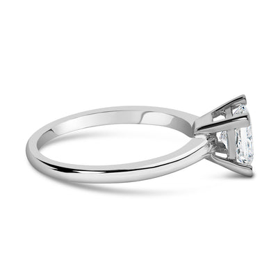Bague de fiançailles solitaire en diamant lab-grown princesse en or blanc 14K