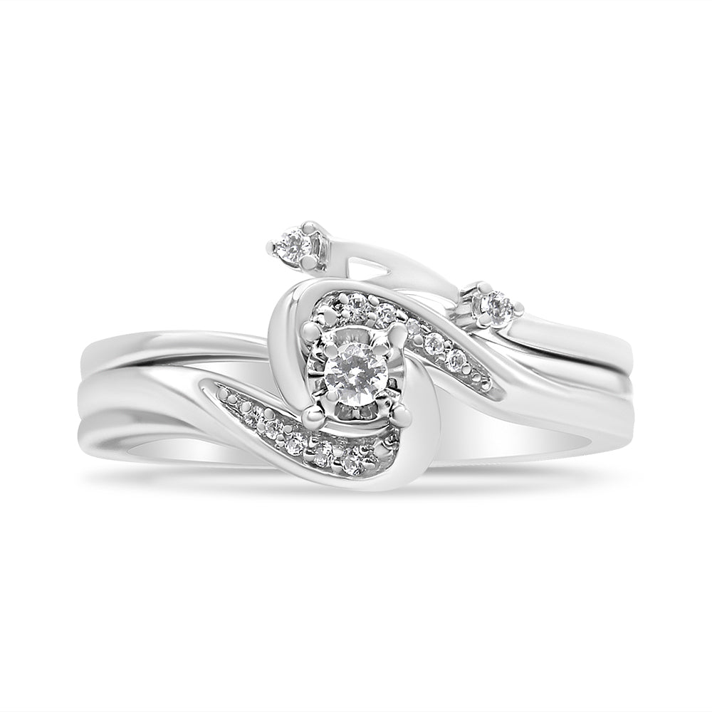 Anillo de Conjunto Nupcial de Diamante en Plata Esterlina .925 - Talla 7