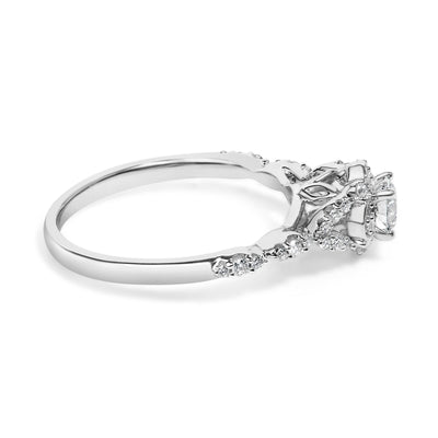 Bague de fiançailles vintage en or blanc 14K avec diamants cultivés en laboratoire - Taille 7