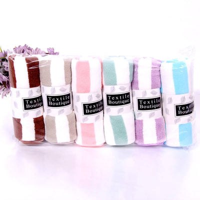 Premium Coral Fleece Bath Towel with Striped Edge
