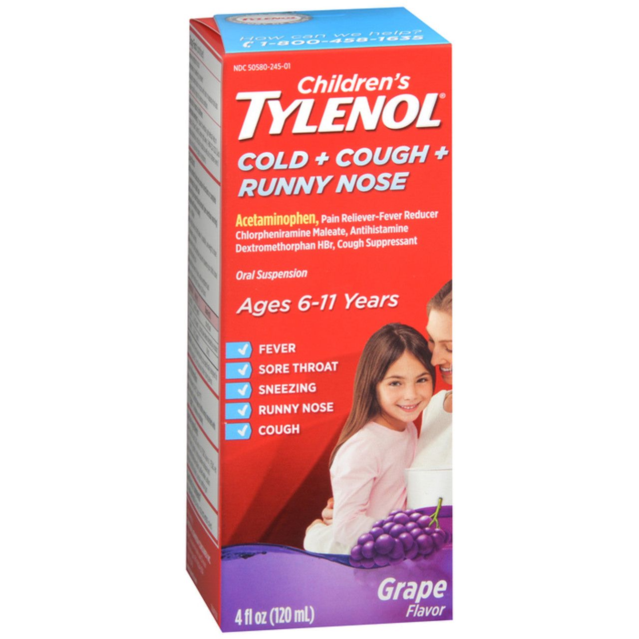 Tylenol para Niños Frío + Tos + Nariz Moquienta, Sabor Uva 4 Fl Oz