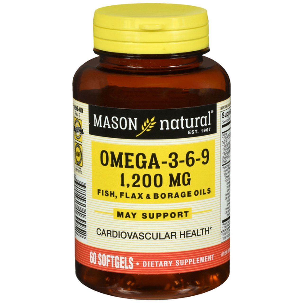 Complexe Omega 3-6-9 de Mason Natural, 60 Gélules Molles