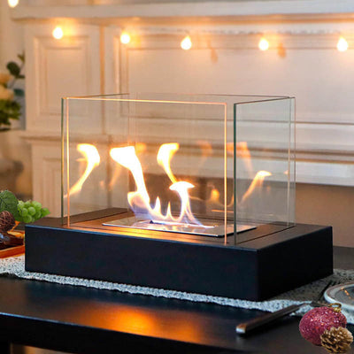 Lampe de cheminée à alcool carrée élégante à quatre côtés