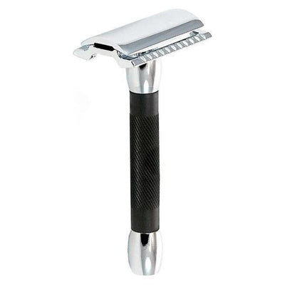 Merkur 30C Chrome Safety Razor with Black Rubber Handle
