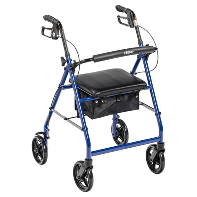 Drive Medical Blue Rollator Walker with Removable Back Support