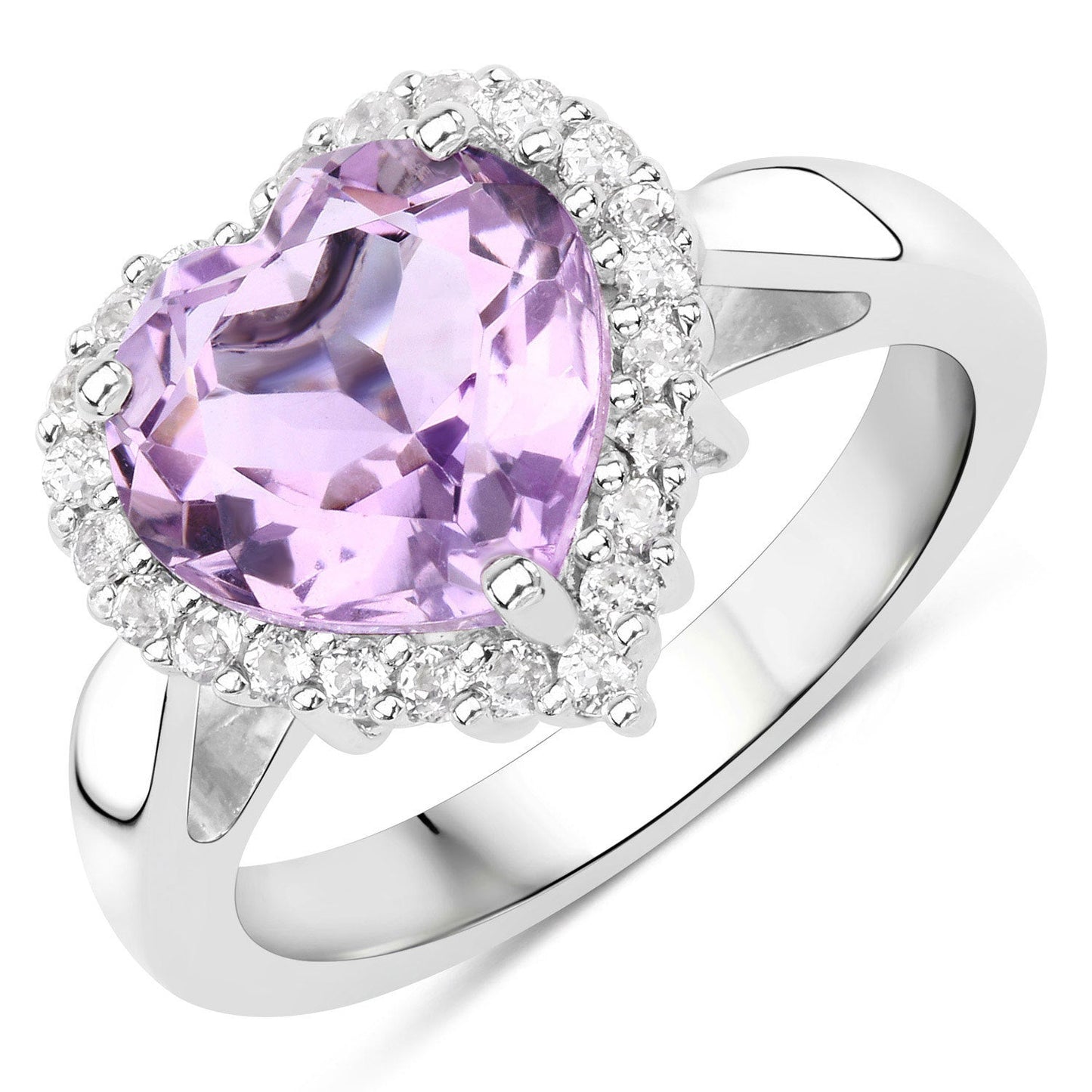 4.03 Carat Pink Amethyst & White Topaz Sterling Silver Ring