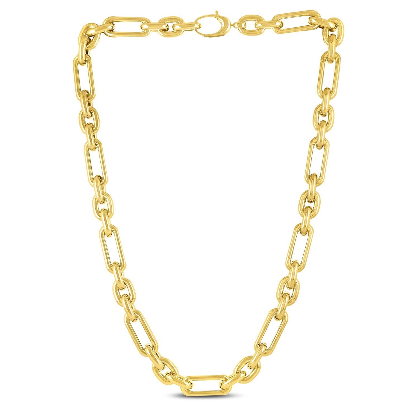 Collar de Cadena de Enlaces Ovalados de Papel Italiano en Oro Amarillo de 14k