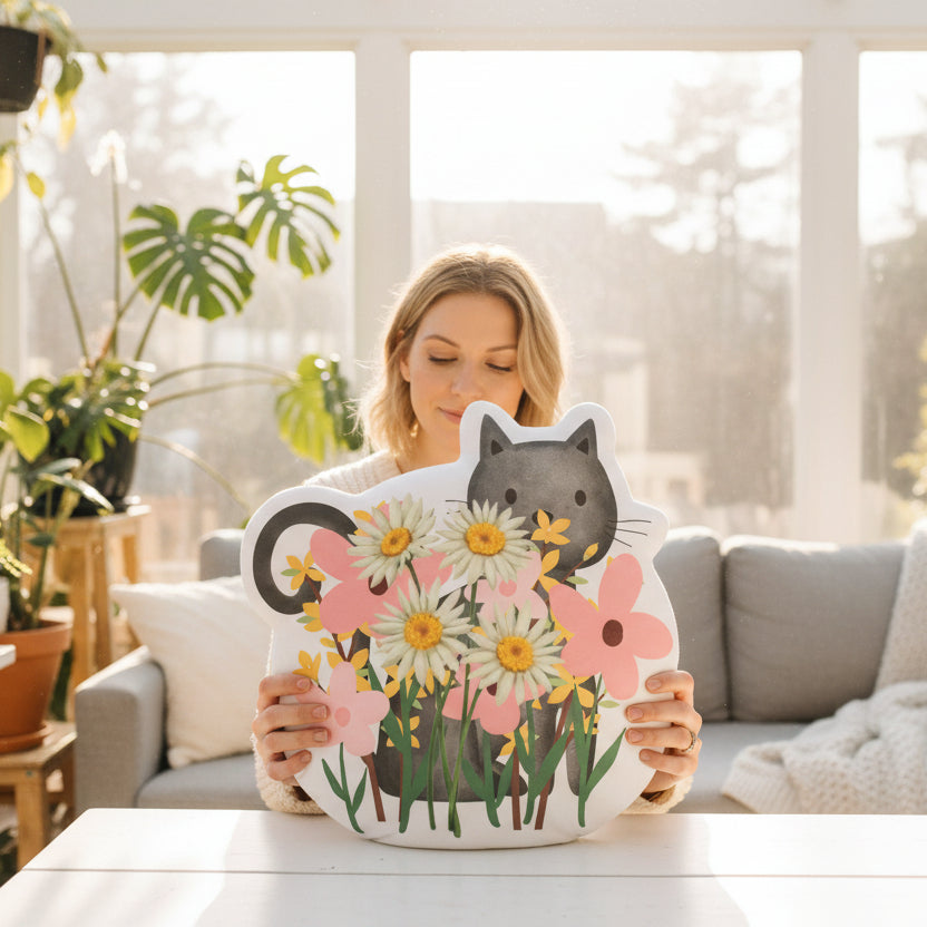 Floral Cat Pillow - Soft Looks, Strong Opinions