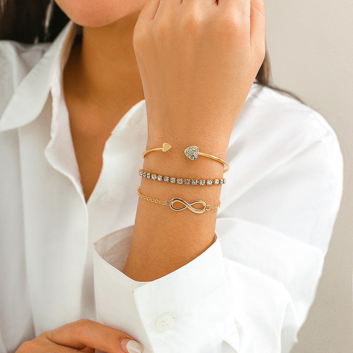 Pulsera de Cadena de Diamante en Forma de Corazón Elegante para Mujeres
