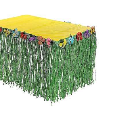 Oasis Supply Hibiscus Hawaiian Luau Table Skirt 9 Ft Green